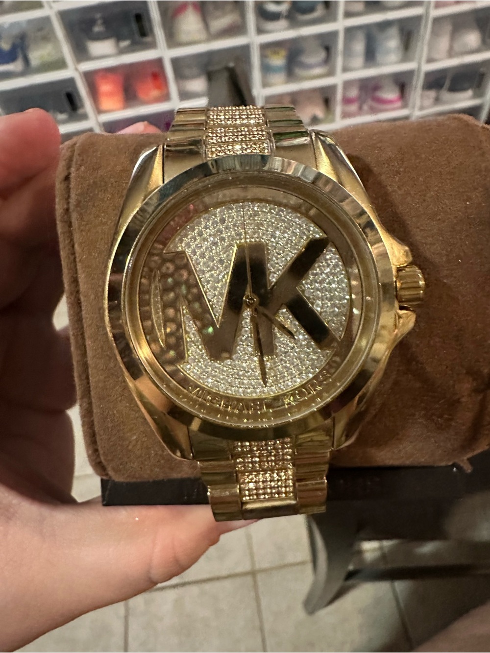 Michael Kors MK 6487 Gold-Tone MK Logo Crystal Dial Men's Watch